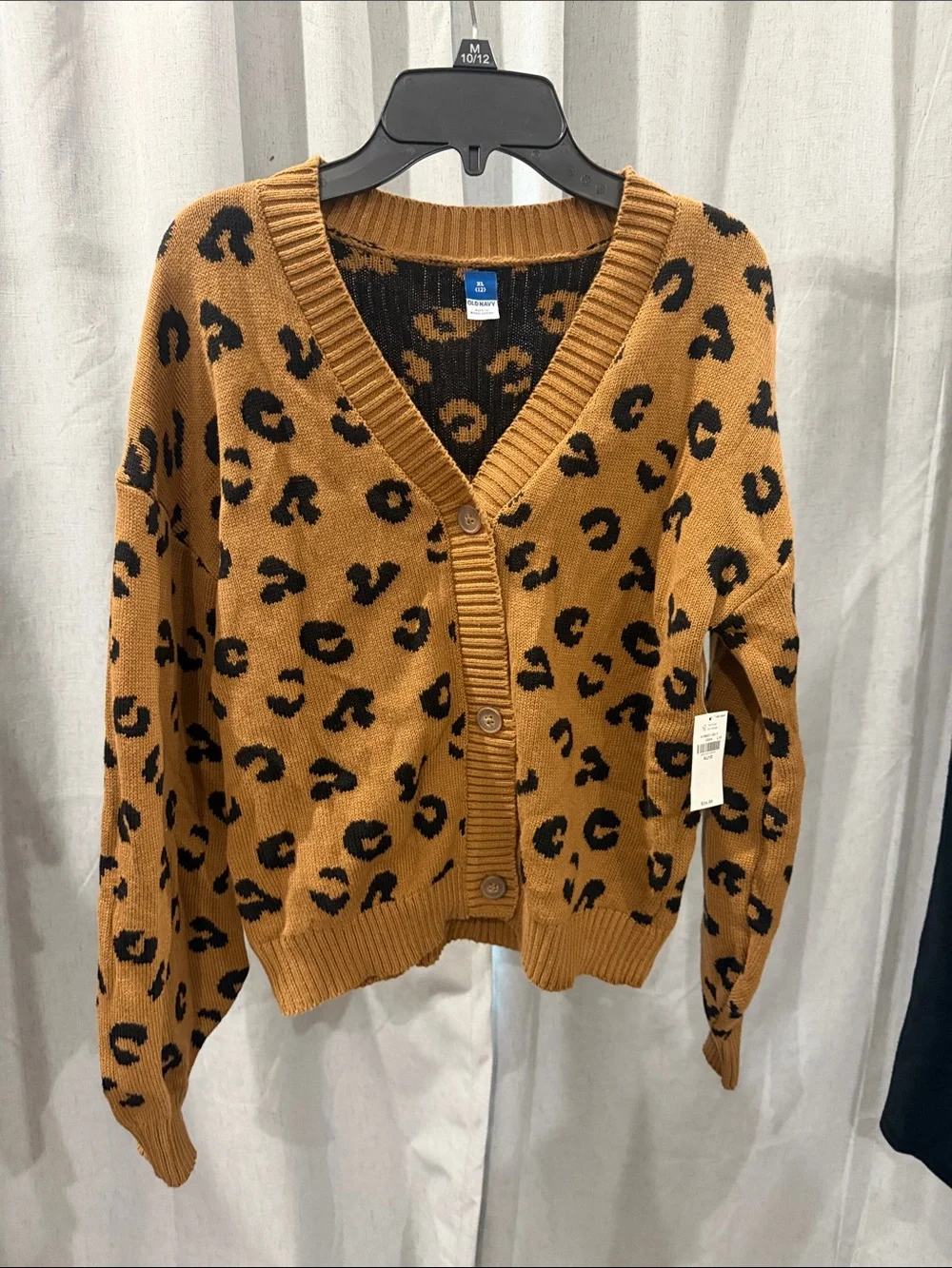 Old Navy Leopard Print V-Neck Cardigan - Mustard & Black